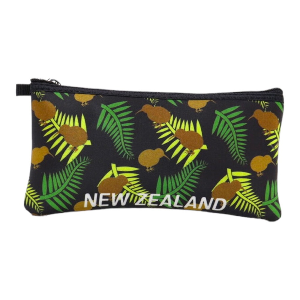 NWT Kauri Kiwi & Silver Fern New Zealand Padded Pencil Case Zipper